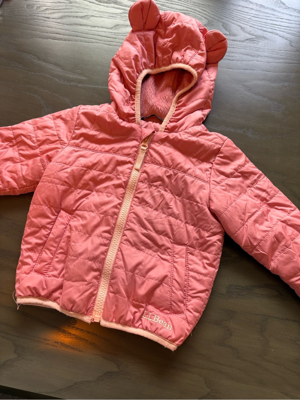 L.L. Bean Soft Pink Fleece-Lined Hooded Jacket
